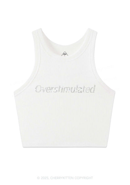 Rhinestone Overstimulated Y2K Crop Tank Top Cherrykitten