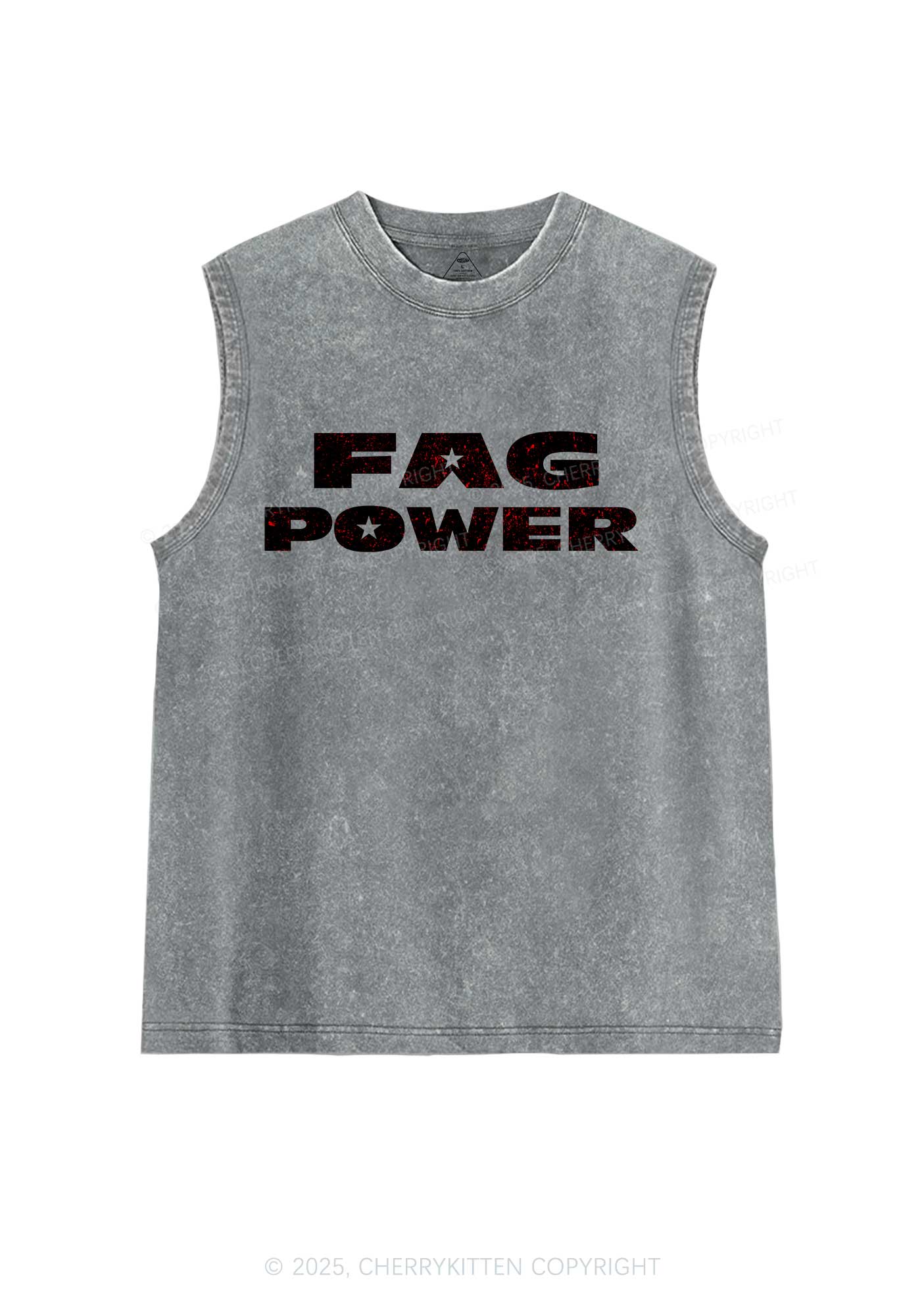Fag Power Pride Y2K Washed Muscle Tank Cherrykitten