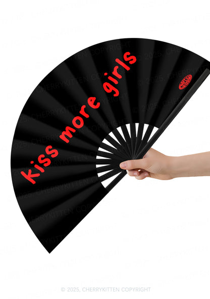 Kiss More Girls Pride Y2K Rave Hand Fan Cherrykitten