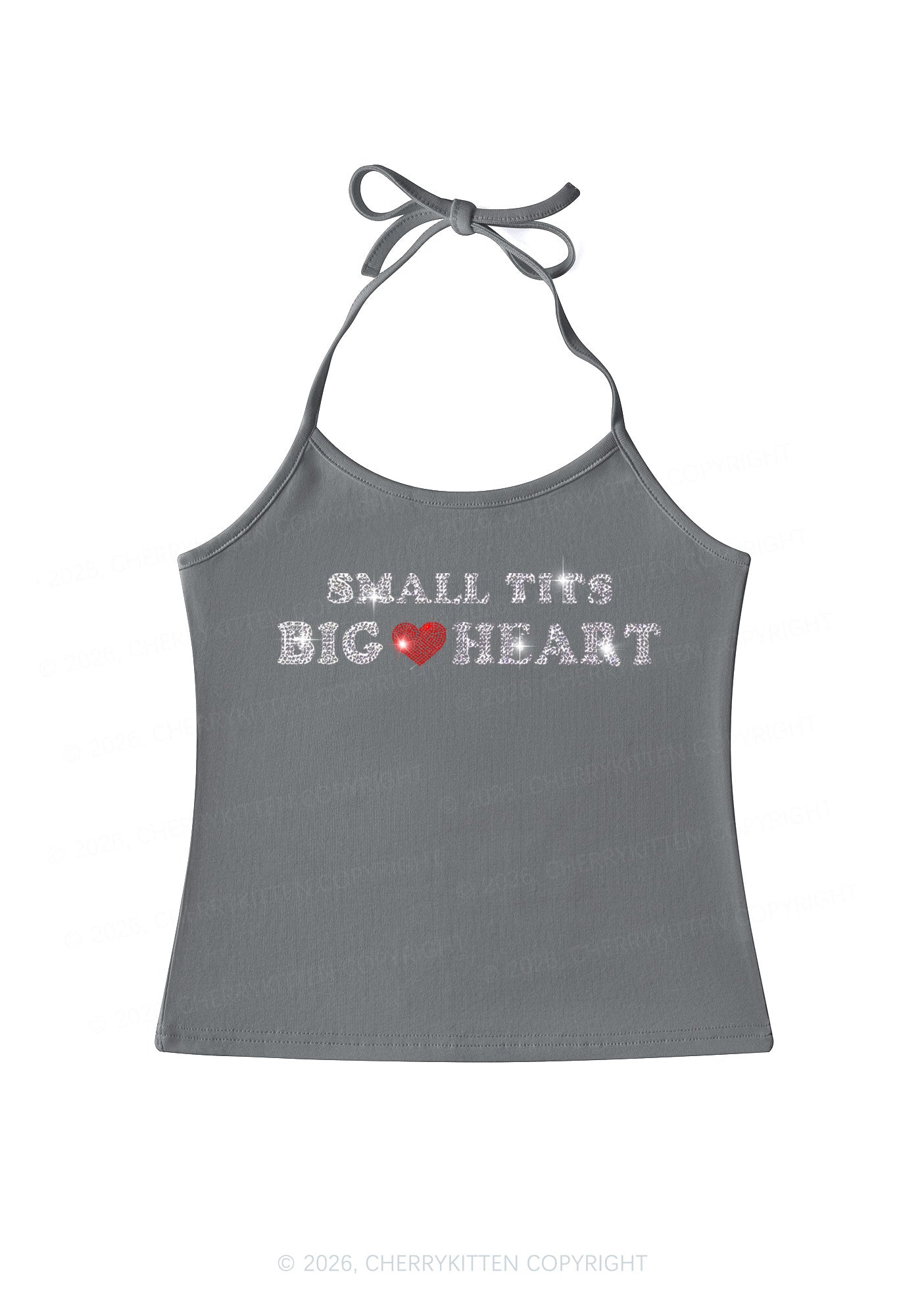 Rhinestone Big Heart Y2K Halter Neck Cami Cherrykitten