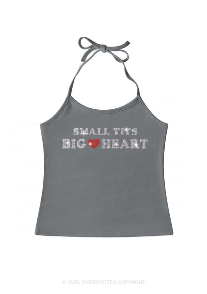 Rhinestone Big Heart Y2K Halter Neck Cami Cherrykitten