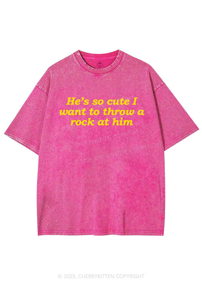 Throw A Rock At Him Y2K Shirts Washed Tee Cherrykitten