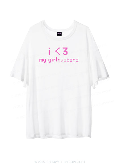 I Love My Girlhusband Y2K Sheer Boyfriend Tee Cherrykitten