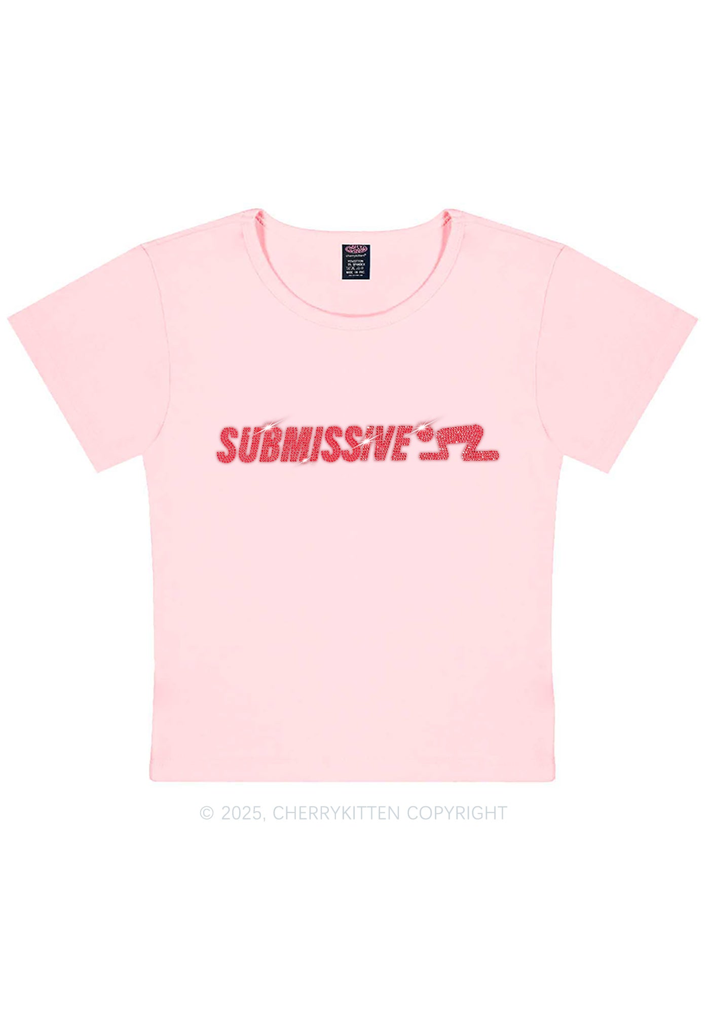 Rhinestone Submissive Man Y2K Baby Tee Cherrykitten