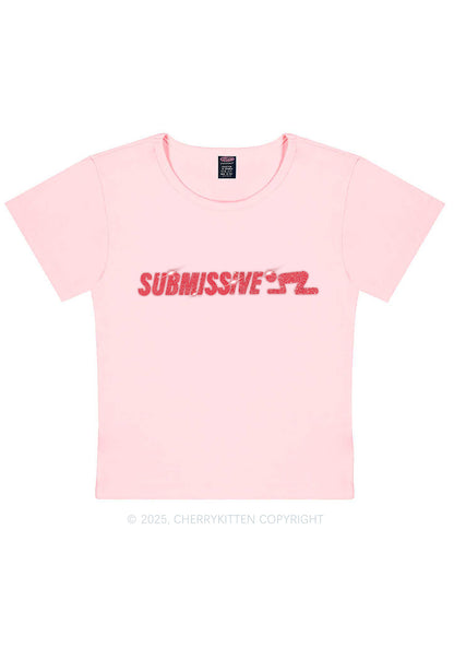 Rhinestone Submissive Man Y2K Baby Tee Cherrykitten