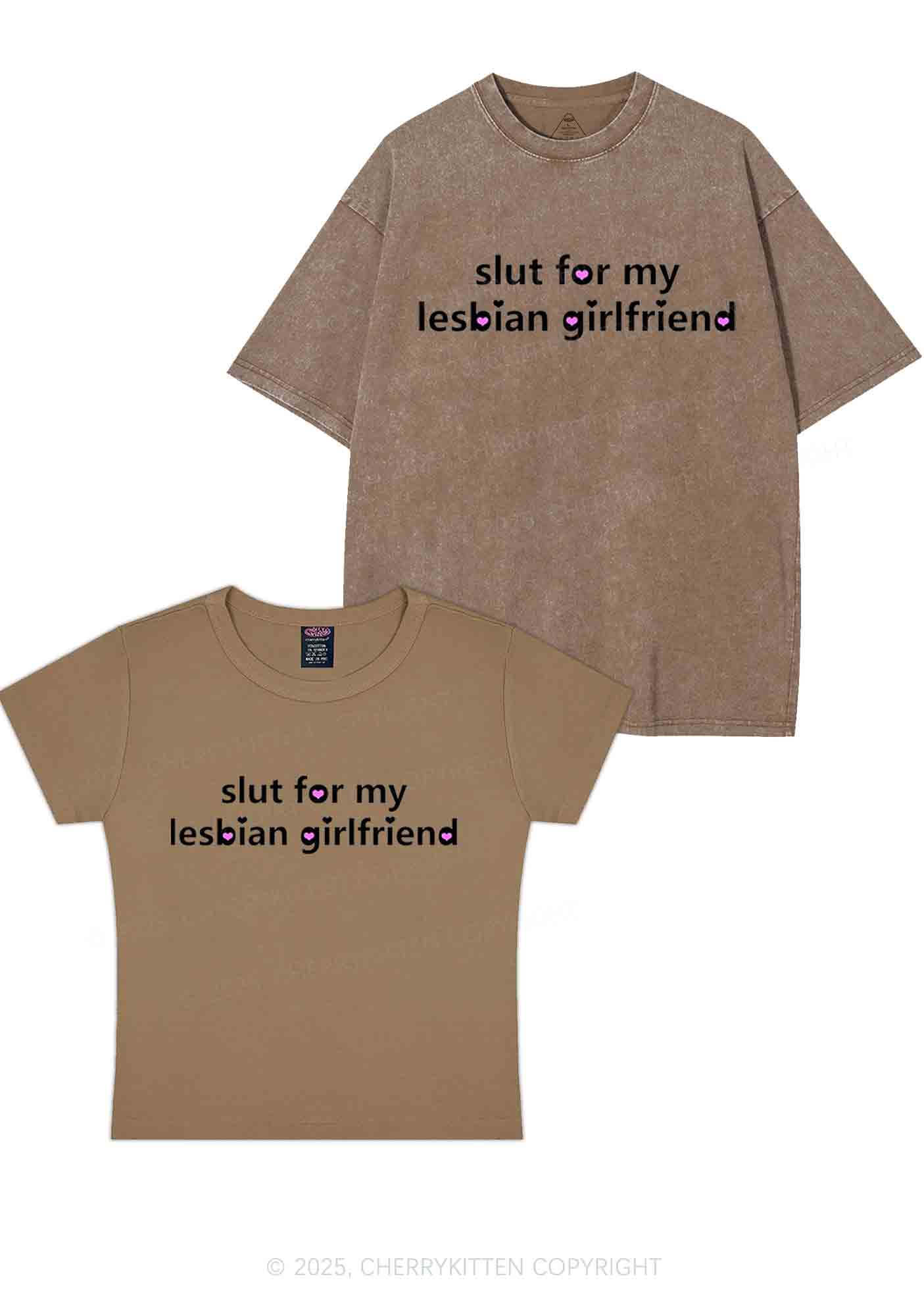 Slxt For My Lesbian GF Y2K Valentine's Day Couple Shirt Cherrykitten