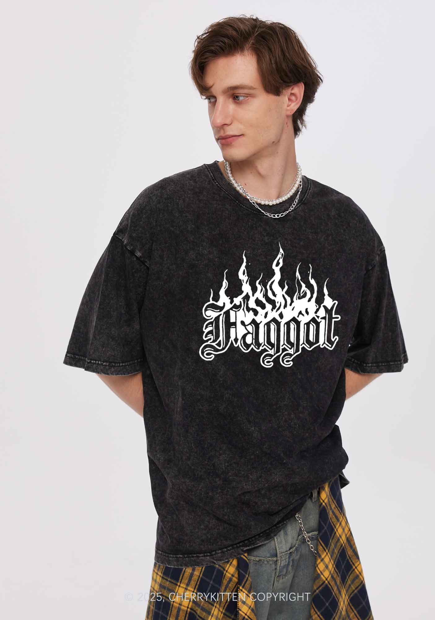 Halloween Goth Faggot Pride Y2K Shirts Washed Tee Cherrykitten