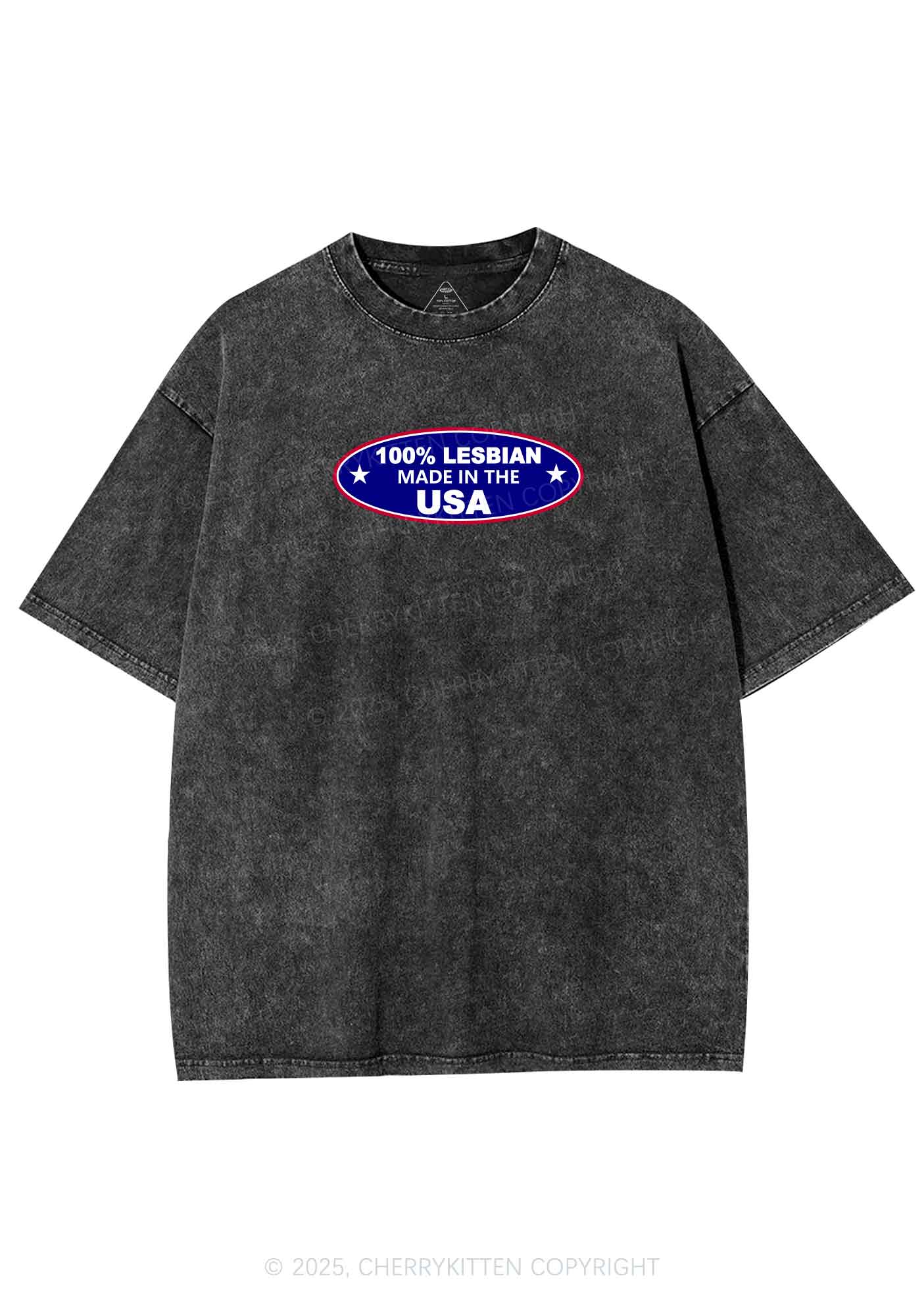 Lesbian Made In USA Y2K Shirts Washed Tee Cherrykitten
