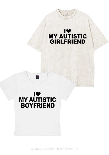 I Love My Autistic GF BF Y2K Valentine's Day Couple Shirt Cherrykitten