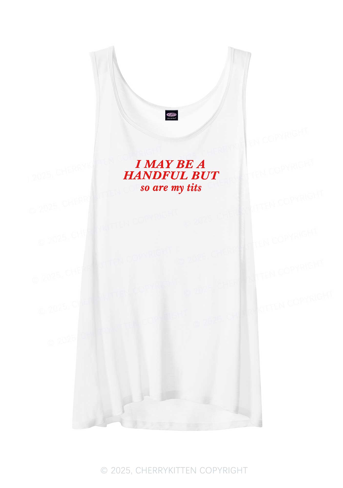 I May Be A Handful Y2K Sheer Boyfriend Tank Cherrykitten