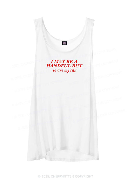 I May Be A Handful Y2K Sheer Boyfriend Tank Cherrykitten