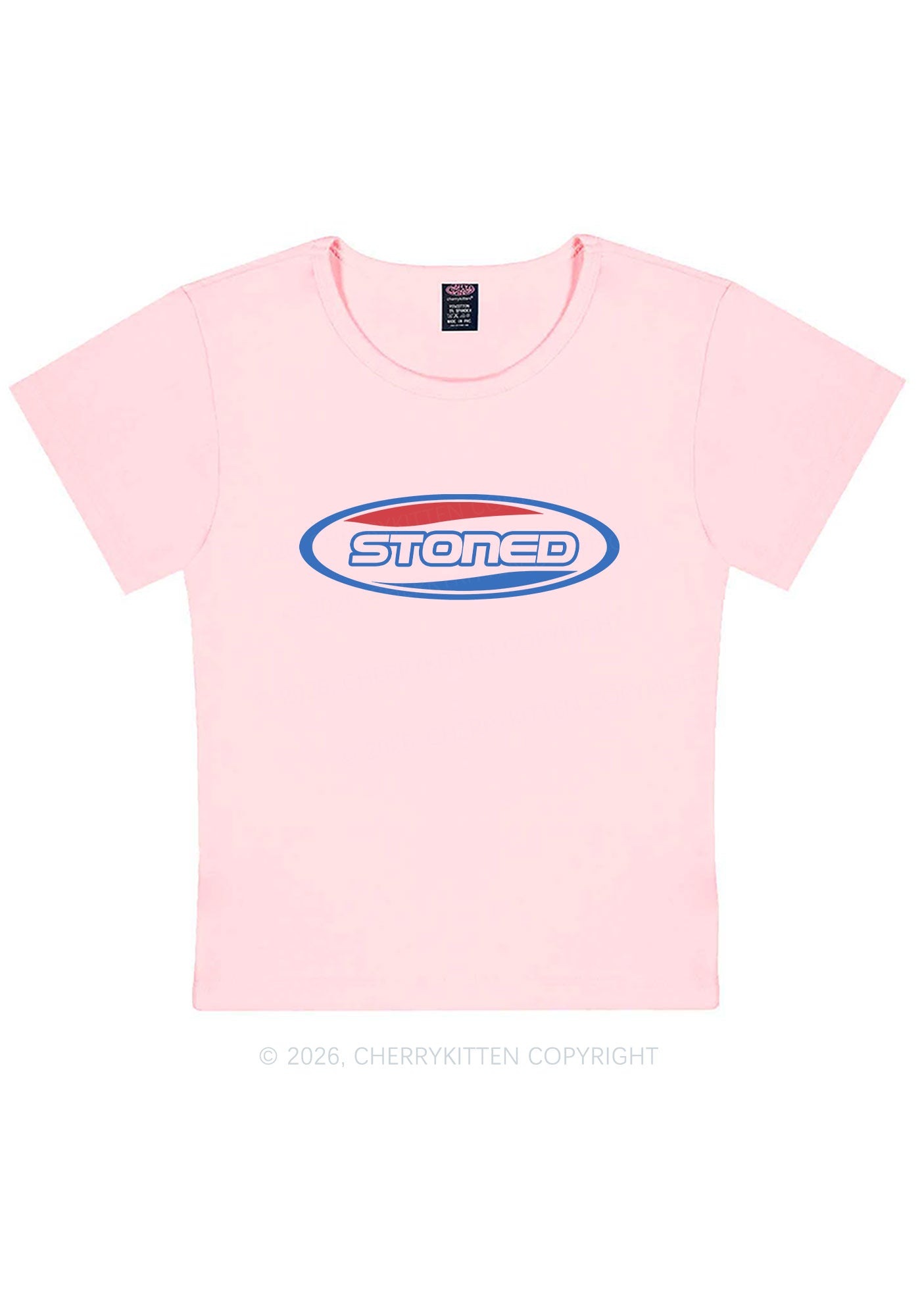 Stoned Slogan Y2K Baby Tee Cherrykitten
