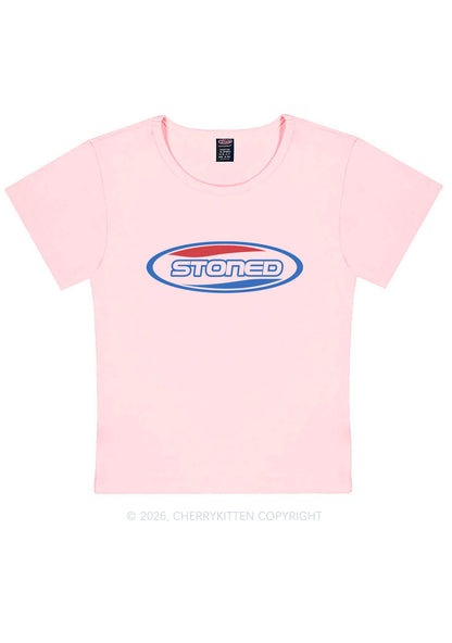 Stoned Slogan Y2K Baby Tee Cherrykitten