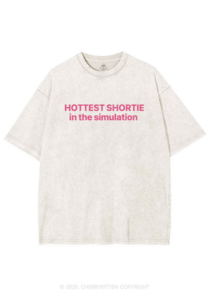 Hottest Shortie In The Simulation Y2K Shirts Washed Tee Cherrykitten