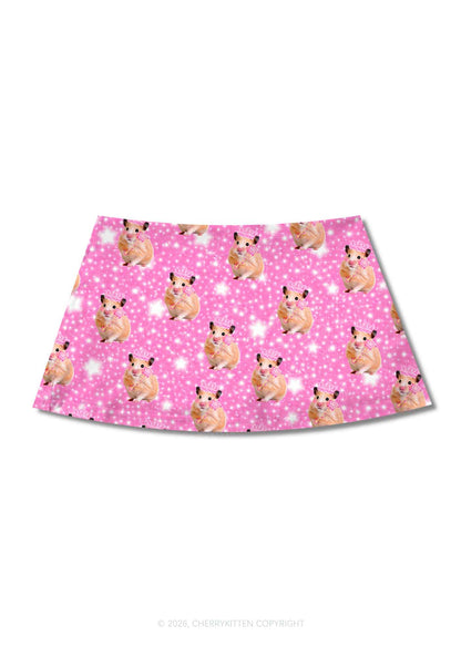 Rat Princess Y2K Print Mini Skirt Cherrykitten