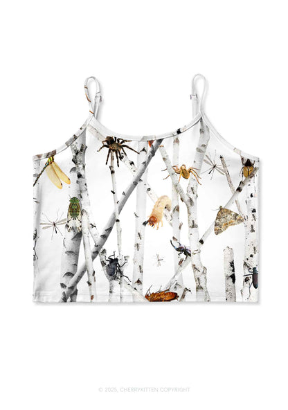 Insects On Birch Y2K Print Cami Crop Top Cherrykitten
