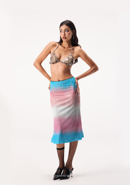 Trans Flag Pride Y2K Print Midi Skirt Cherrykitten