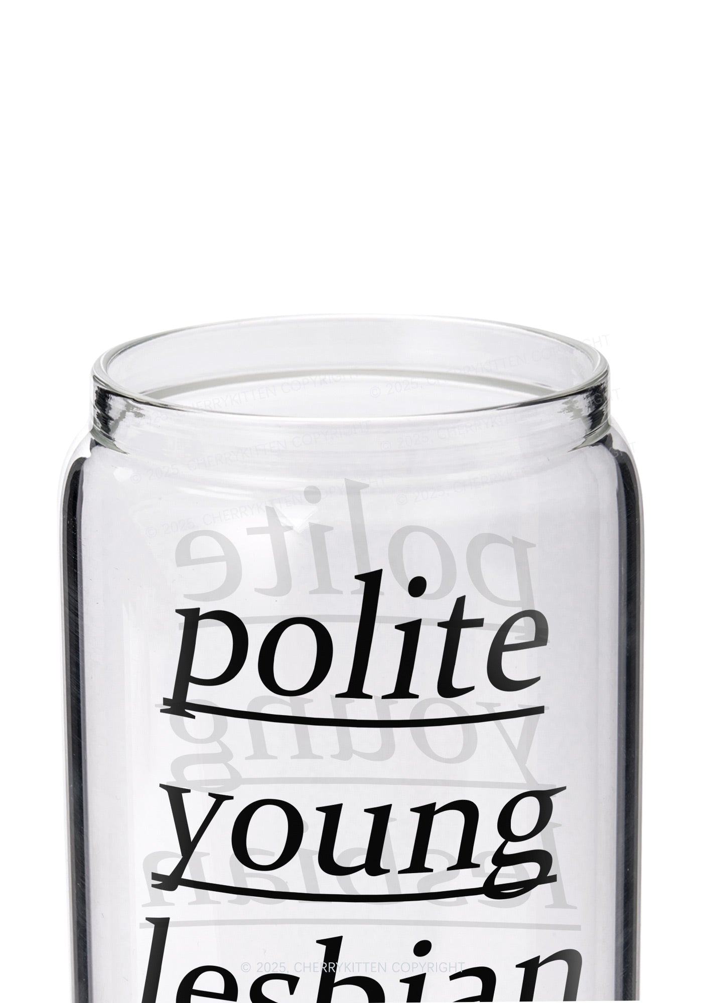 Polite Young Lesbian Pride Y2K Printed Glass Cup Cherrykitten