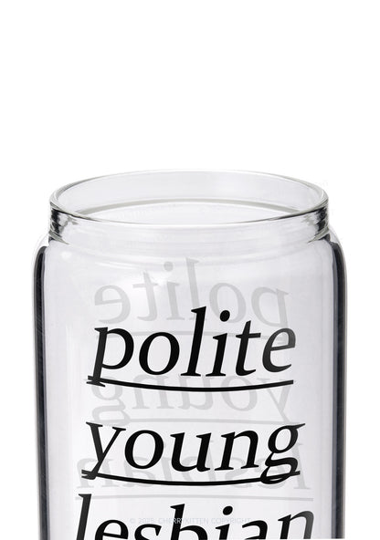 Polite Young Lesbian Pride Y2K Printed Glass Cup Cherrykitten