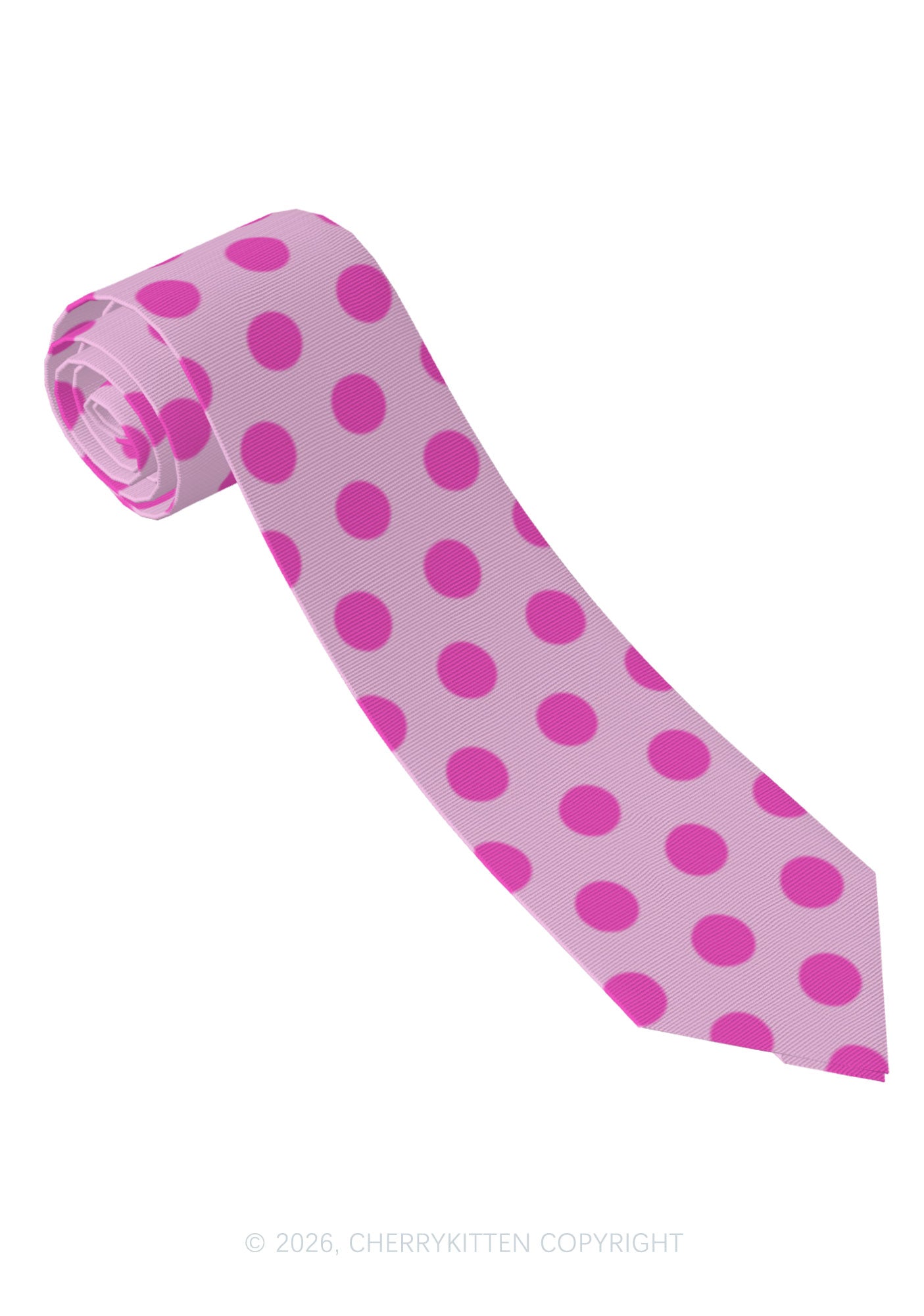 Hot Pink Dots On Light Pink Y2K Necktie Cherrykitten