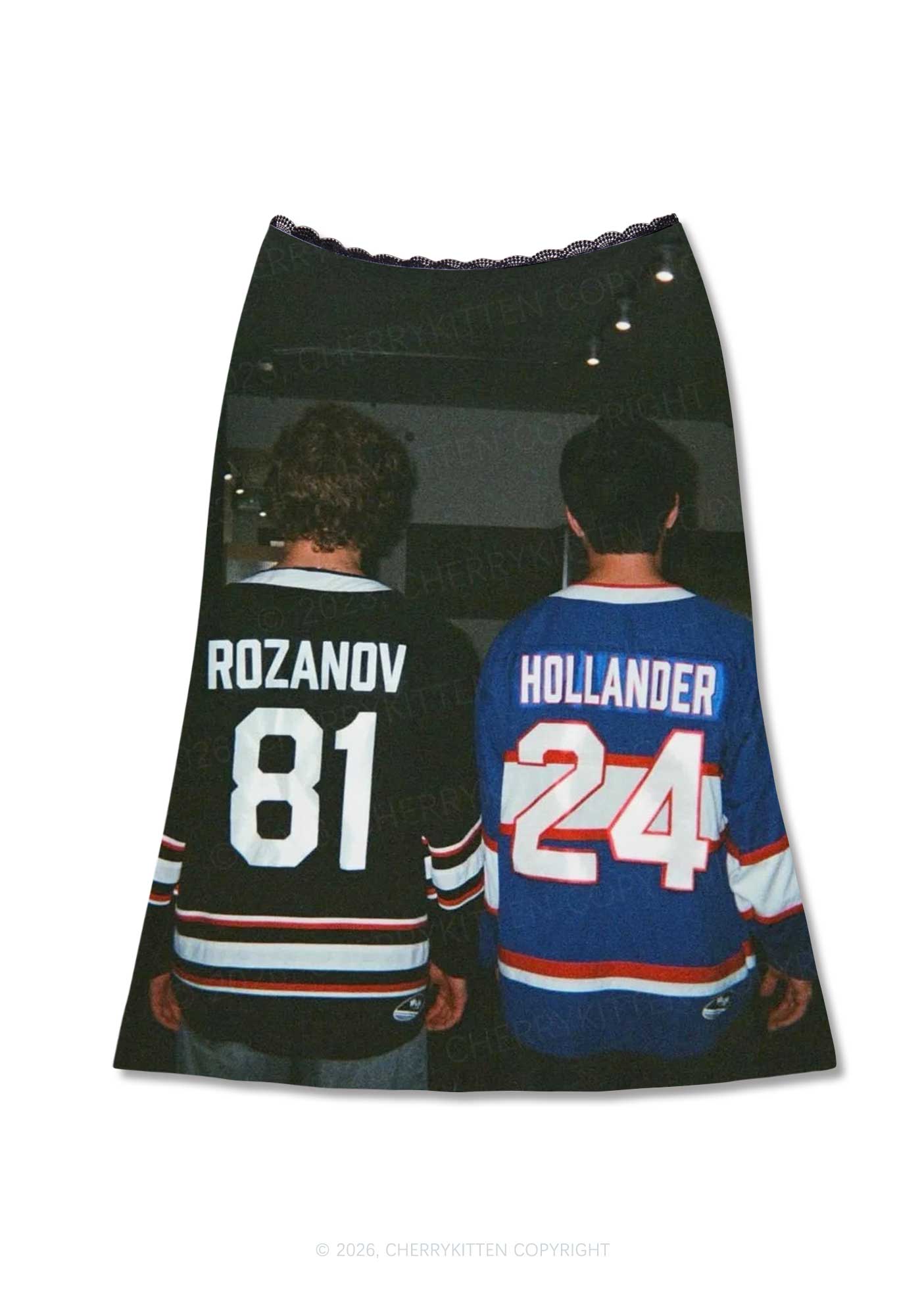 Couple Jersey HR Y2K Print Midi Skirt Cherrykitten