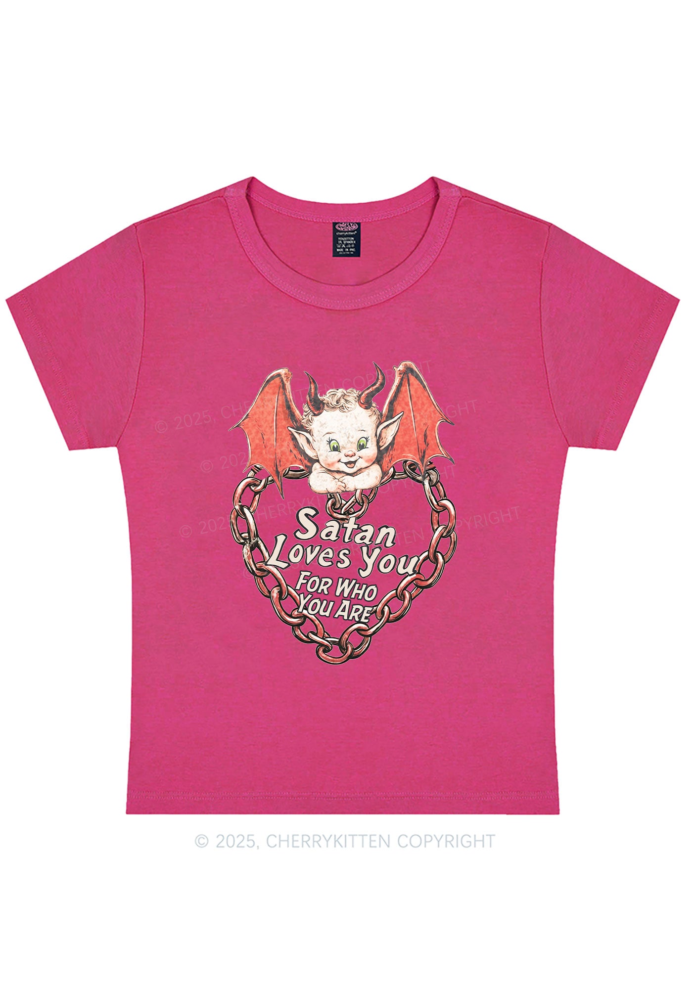 Satan Loves You Y2K Baby Tee Cherrykitten