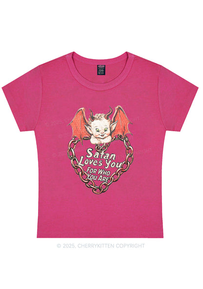 Satan Loves You Y2K Baby Tee Cherrykitten