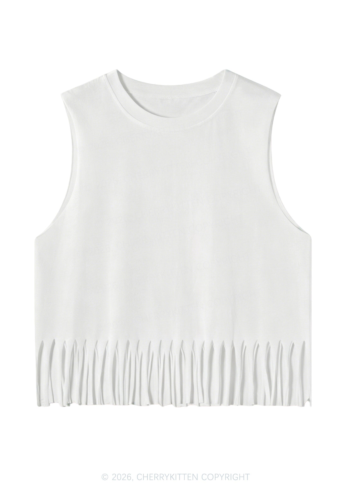Plain Y2K Fringe Tank Top Cherrykitten