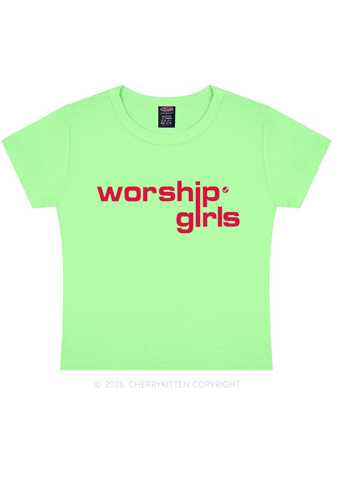 Worship Girls Pride Y2K Baby Tee Cherrykitten