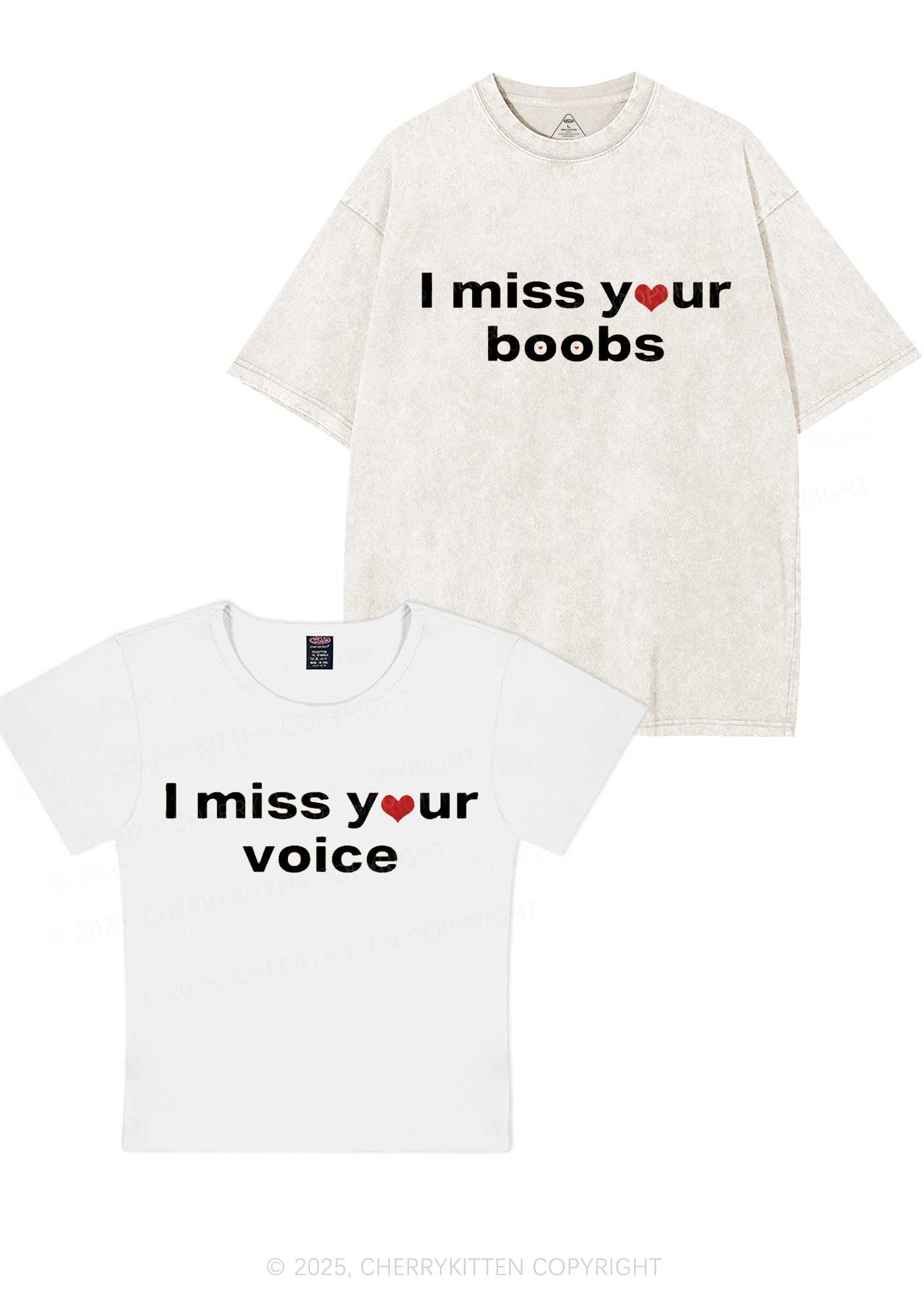 Miss Your Voice Bxxbs Y2K Valentine's Day Couple Shirt Cherrykitten