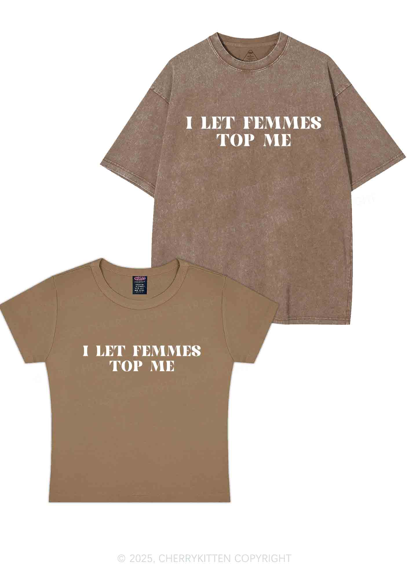 I Let Femmes Top Me Y2K Valentine's Day Couple Shirt Cherrykitten