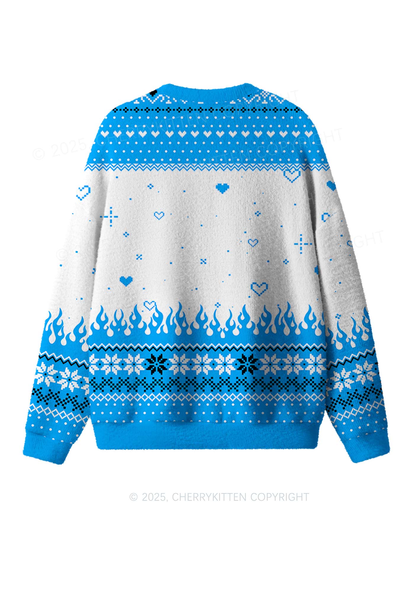 Blue Awake But What Cost Y2K Christmas Knit Sweatshirt Cherrykitten