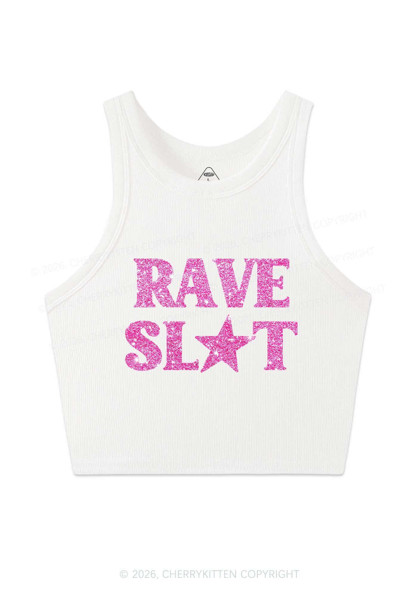 Glitter Rave Slxt Y2K Crop Tank Top Cherrykitten