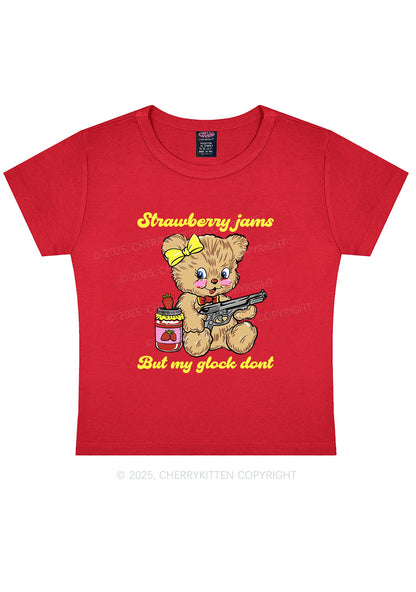 Strawberry Jams Bear Y2K Baby Tee Cherrykitten