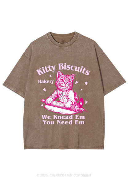 Kitten Biscuits Bakery Valentine's Day Y2K Shirts Washed Tee Cherrykitten