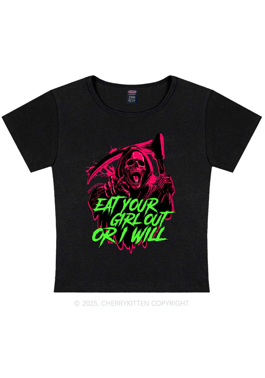 Hallowen Ghost Eat Your Girl Out Y2K Baby Tee Cherrykitten