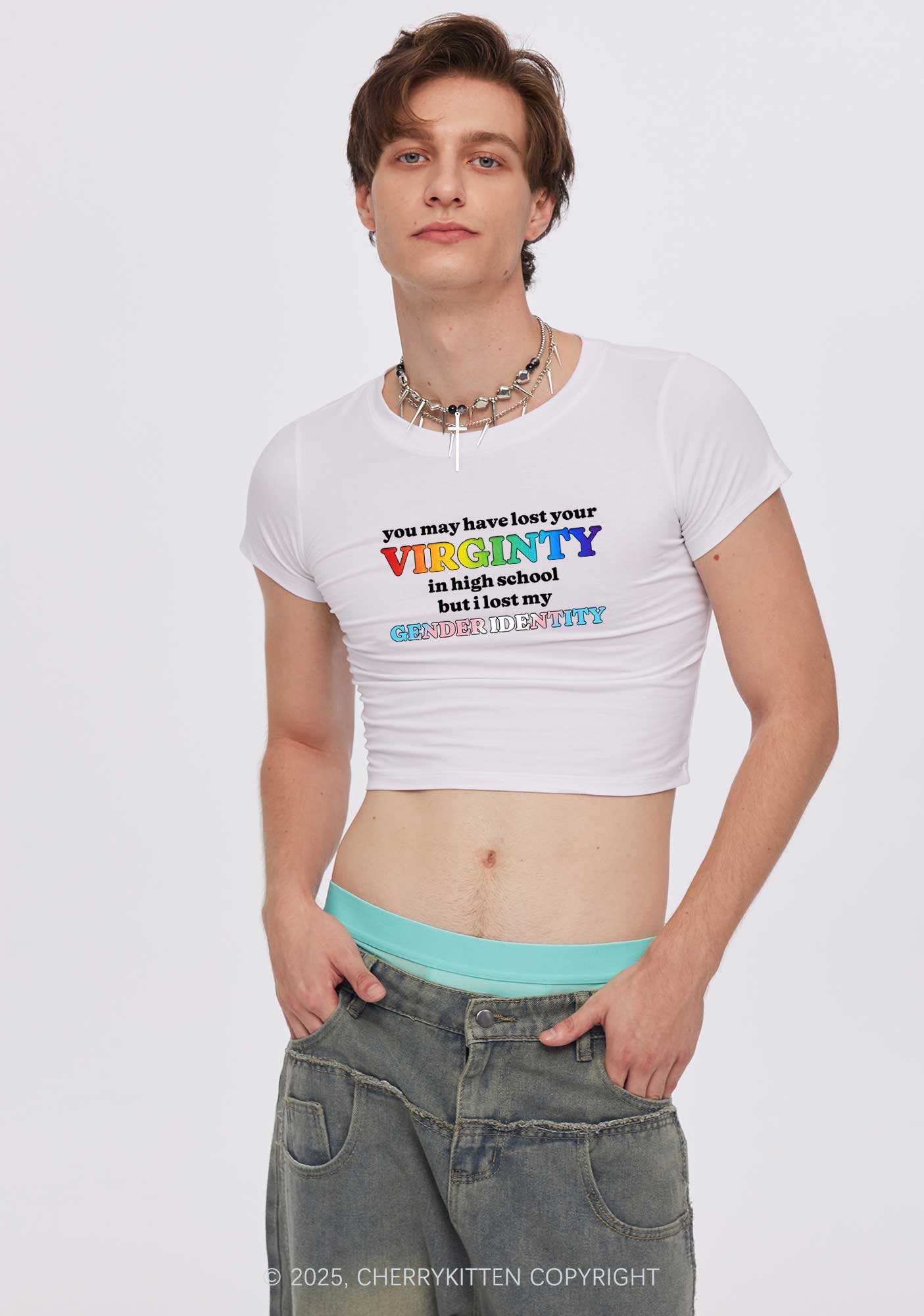 I Lost My Gender Identity Pride Y2K Baby Tee Cherrykitten