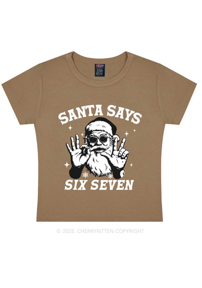 Christmas Santa Says Six Seven Y2K Baby Tee Cherrykitten