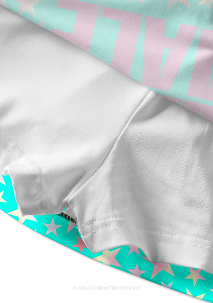 Blue Alpha Male Star Y2K Print Mini Skirt Cherrykitten