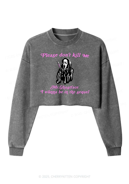 Halloween In The Sequel Y2K Crop Washed Sweatshirts Cherrykitten