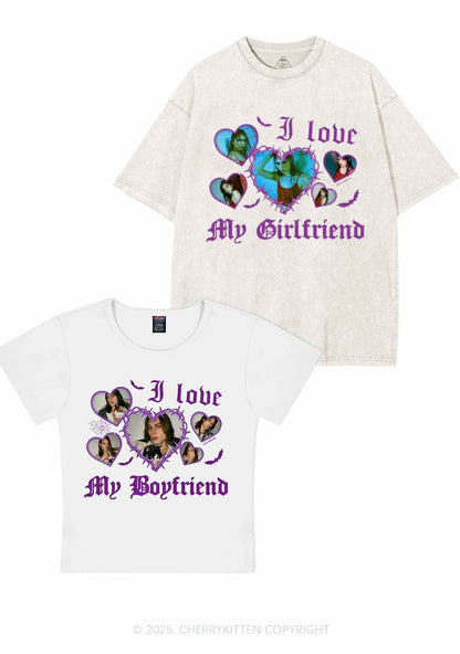 Custom Gothic GF BF Photos Y2K Valentine's Day Couple Shirt Cherrykitten