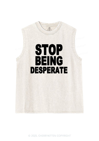 Stop Being Desperate Y2K Washed Muscle Tank Cherrykitten