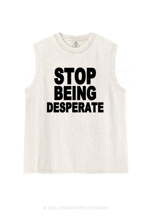 Stop Being Desperate Y2K Washed Muscle Tank Cherrykitten