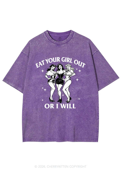 Eat Your Cowgirls Out Pride Y2K Shirts Washed Tee Cherrykitten