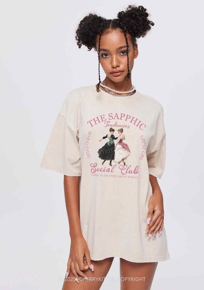 The Sapphic Pride Y2K Shirts Washed Tee Cherrykitten