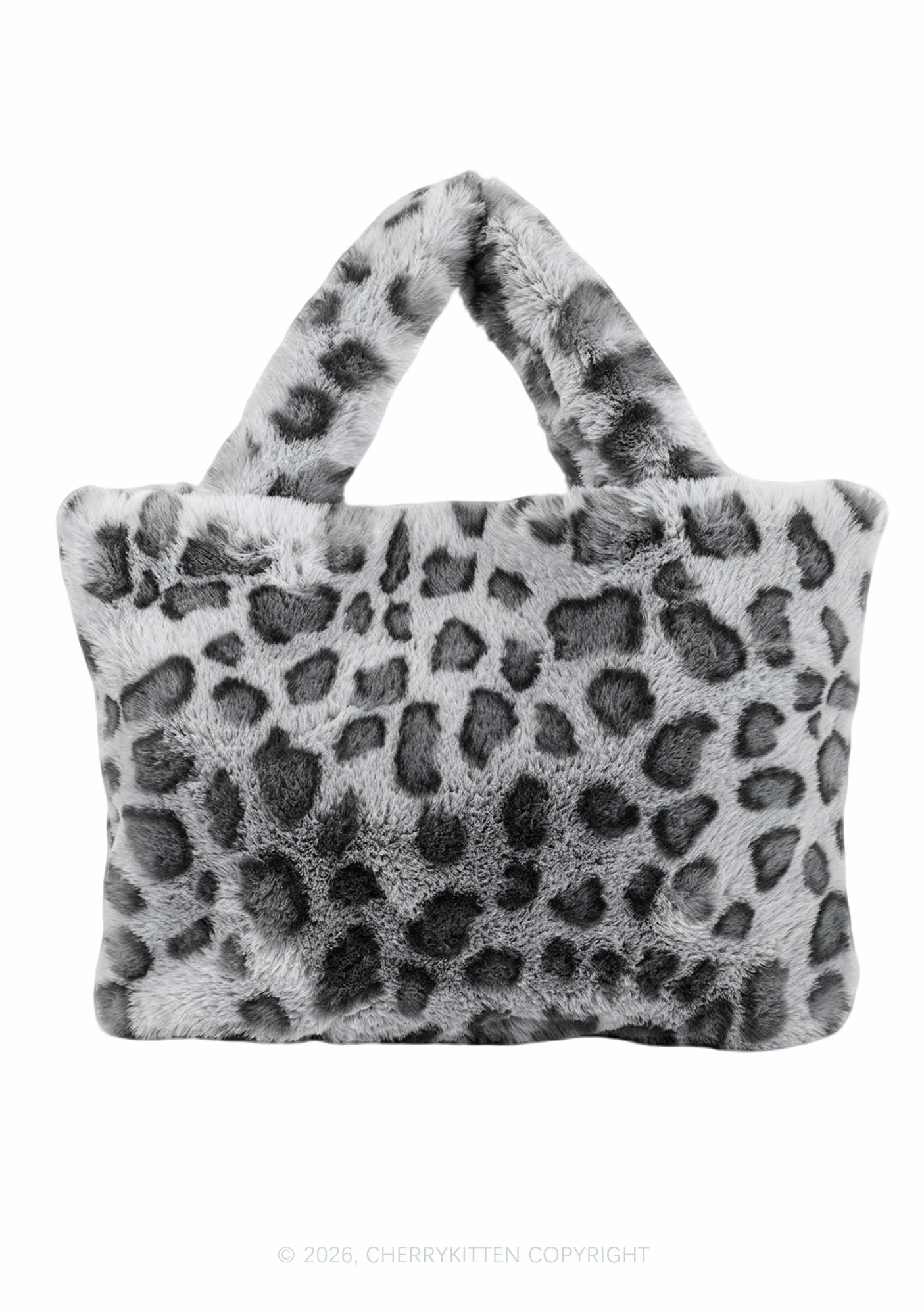 Plush Leopard Handbag Y2K Tote Bags Cherrykitten