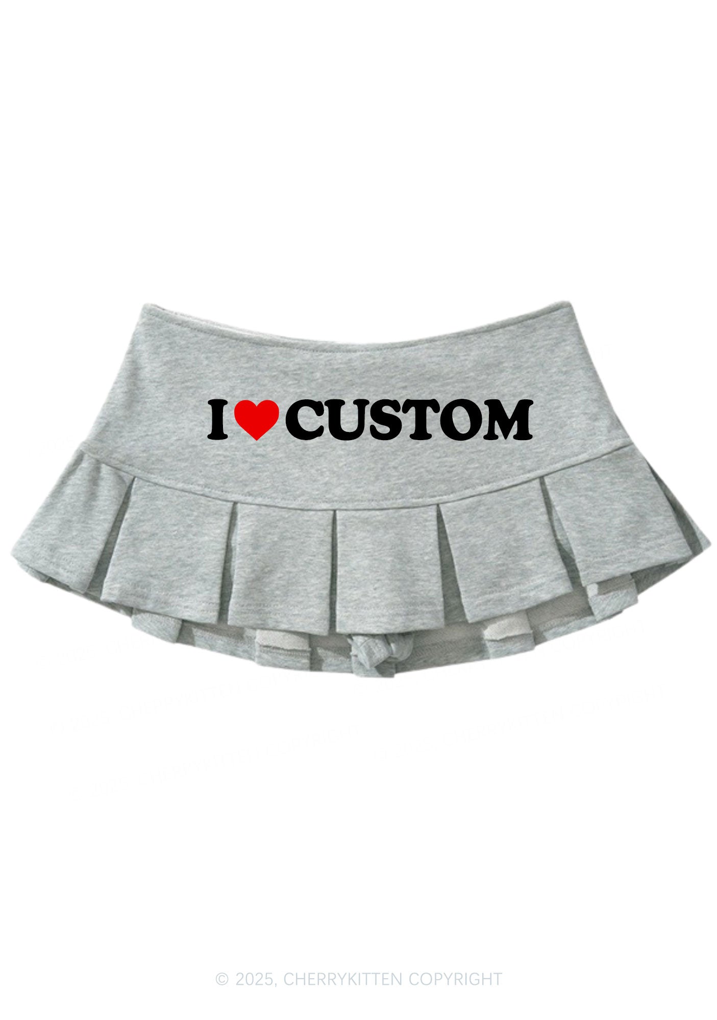I Love Custom Valentine's Day Y2K Mini Pleated Skirts Cherrykitten
