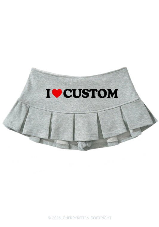 I Love Custom Valentine's Day Y2K Mini Pleated Skirts Cherrykitten