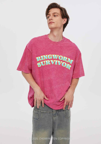 Ringworm Survivor Y2K Shirts Washed Tee Cherrykitten