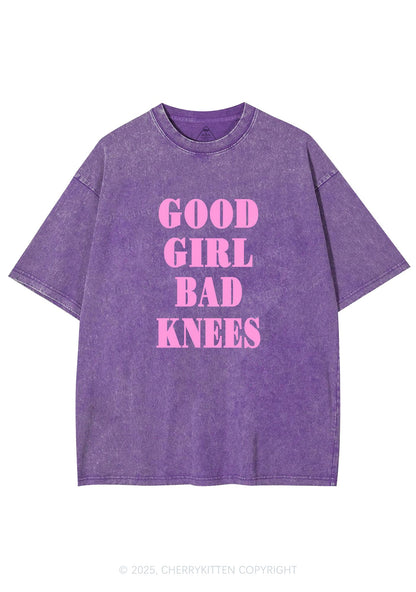 Good Girl Bad Knees Y2K Shirts Washed Tee Cherrykitten